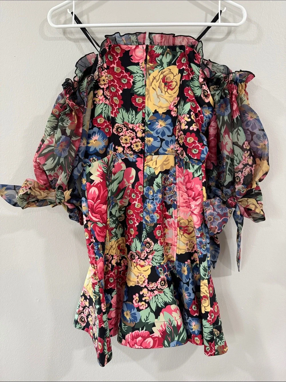 KEEPSAKE the Label Black Multi Floral Off-Shoulder mini dress dark croquette
